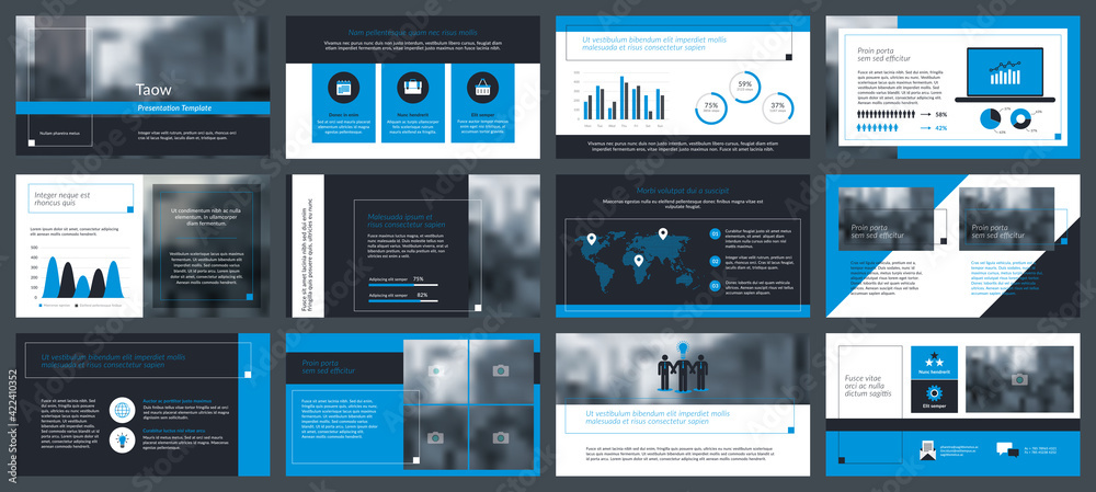 Wall mural powerpoint and keynote presentation slides design template. elements of infographics for presentatio