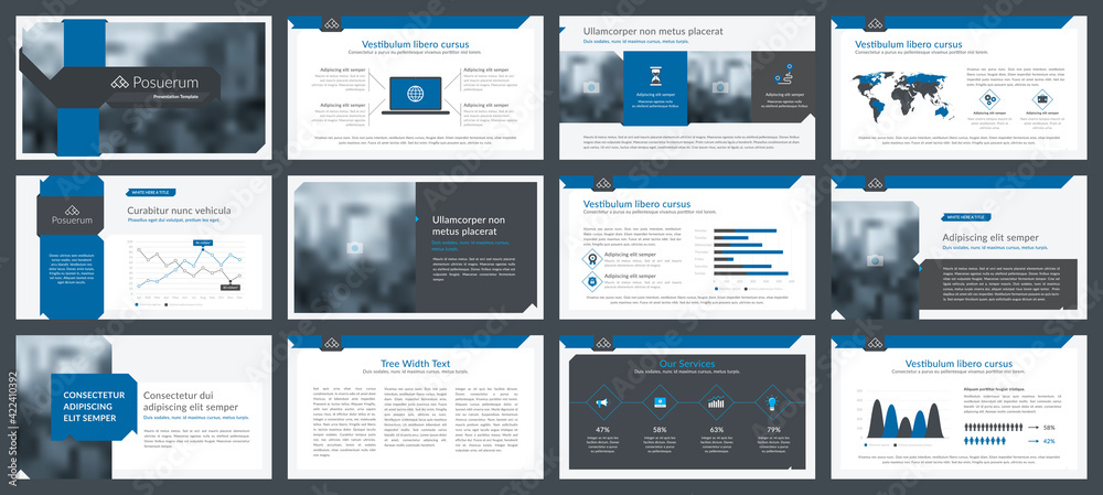Wall mural powerpoint and keynote presentation slides design template. elements of infographics for presentatio