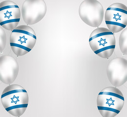 Happy Israel Independence Day greeting card in realistic style with israel flag balloons. Jewish National Holidays. Vector illustration