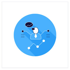 Customer predictions flat icon.Forecasting process a winning business, purchase.Profitable investment. Customer data concept. Vector illustration