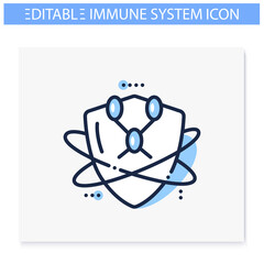 Lymphatic system line icon. Circulatory immune system. Immunology concept. Body defence system. Health, immunity, disease prevention. Isolated vector illustration. Editable stroke