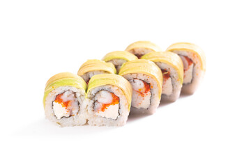 Cucumber sushi set on white background