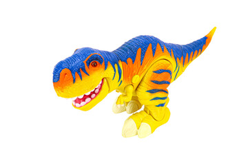 A toy dinosaur. On a white background, isolated.
