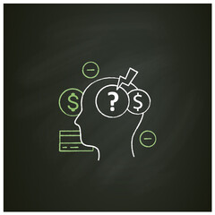 Stress chalk icon. Stressful situation from money lack. Poverty. Stressful situation. Disappointed. Mindful spending concept. Isolated vector illustration on chalkboard