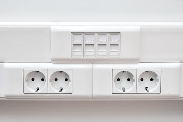 Empty sockets without LAN wires and electrical cables