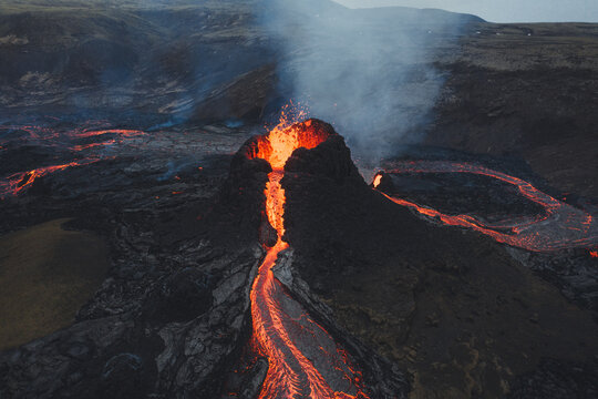 Iceland volcano eruption of Mount Fagradalsfjall, Iceland..