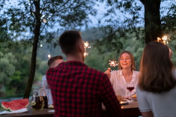 french dinner party on summer