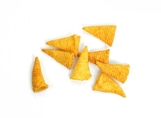 cone corn chips isolated on white background