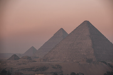 Fototapeta na wymiar Smog and Haze around the Pyramids of Giza