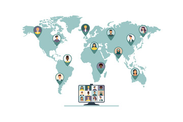 Video conferencing. Remote work. Video call conference, working from home, social distancing, business discussion.