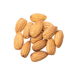 almond nut isolated on white background. prunus dulcis cut out
