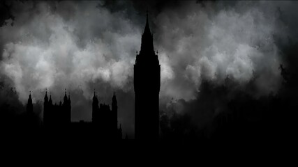 Fototapeta na wymiar Palace Of Westminster And Big Ben against clouds
