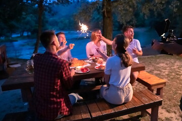 french dinner party on summer