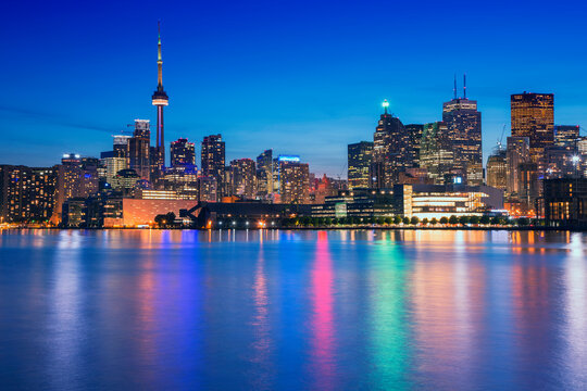 Toronto's colourful and vibrant night skyline