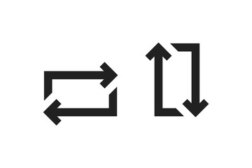 Arrow rotate icon set. Twist, two arrow sign in vector flat