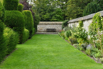 garden lawn with flowers