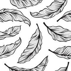 pattern seamless of banana leaves in vintage design
