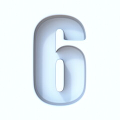 White hole shadow font Number 6 SIX 3D
