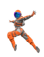astronaut girl jumping in action