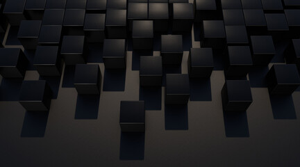 3d illustration of many cubes on a dark background