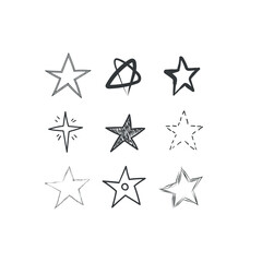 Stars doodle collection. Set of hand drawn stars. Scribble illustrations.