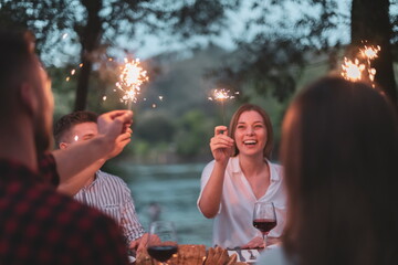 french dinner party on summer