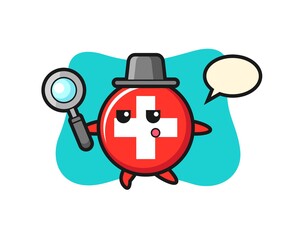 switzerland cartoon character searching with a magnifying glass