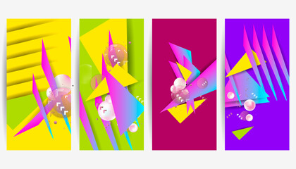 Set geometric colors fluid shapes eps 10. Flowing and liquid abstract gradient background for banner, poster or book. Vector design	
