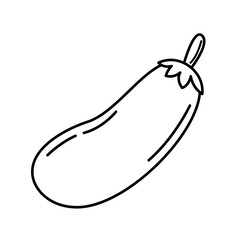 Vector line art eggplant icon. Isolated vegetable contour for coloring. Simple food pictogram in cartoon style