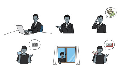 犯罪 犯罪者 悪党 セット イラスト素材 Wall Mural Senryu 犯罪 犯罪者 悪党 セット イラスト素材 Wall Mural Senryu
