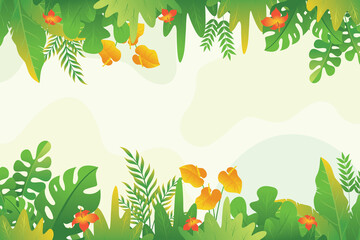 Tropical Nature background, beautiful tropical jungle illustration