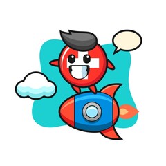 switzerland mascot character riding a rocket