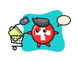 switzerland illustration cartoon with a shopping cart