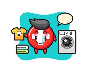 Mascot cartoon of switzerland with washing machine
