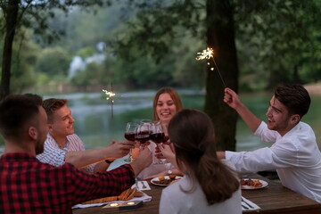 french dinner party on summer