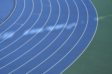 Track of athletic field with nobody