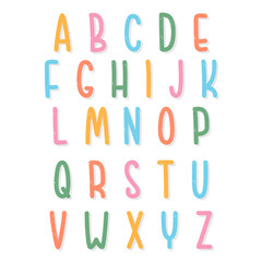 cute colorful tall Font and Alphabet
