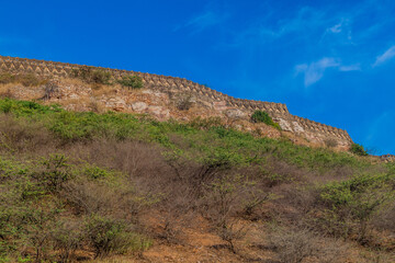 Walls of Chittor Fort in Chittorgarh, Rajasthan state, India
