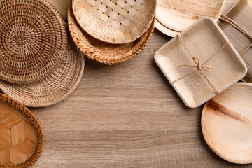 Handicraft packaging from natural product, Biodegradable utensil, Eco friendy and sustainable concept