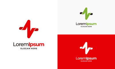 simple pulse logo template, Simple HealthCare logo template, Health Center Logo designs vector illustration