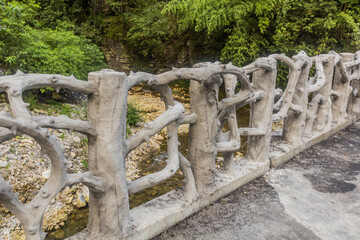 Decorative railing near Dehang Miao village, Hunan province, China