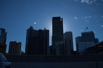 Silhouette of a group of buildings