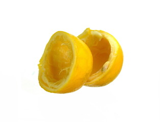 Naklejka na ściany i meble Lemon after squeezed isolated on white background.