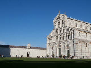 Pisa, Italy. View of the Cathedral of Pisa from the Miracoli field at sunset
