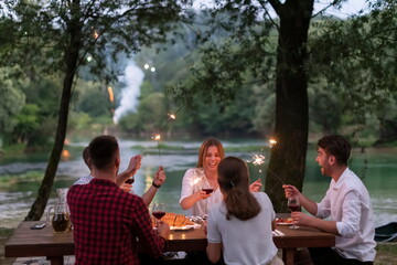 french dinner party on summer