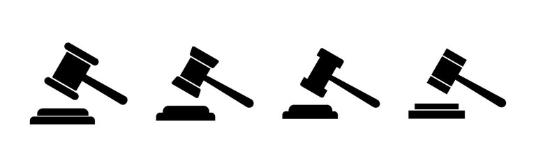 Gavel icon set. judge gavel icon vector. law icon vector. auction hammer