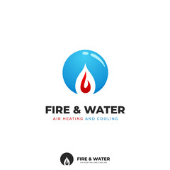 Fire and water home and commercial air conditioning product service logo