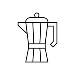 italian Coffee maker icon in flat black line style, isolated on white 
