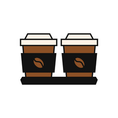 Coffee cups icon in color icon, isolated on white background 