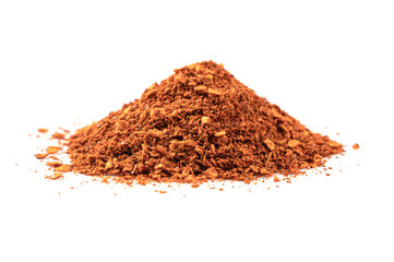 Red chili pepper powder isolated on white background.
